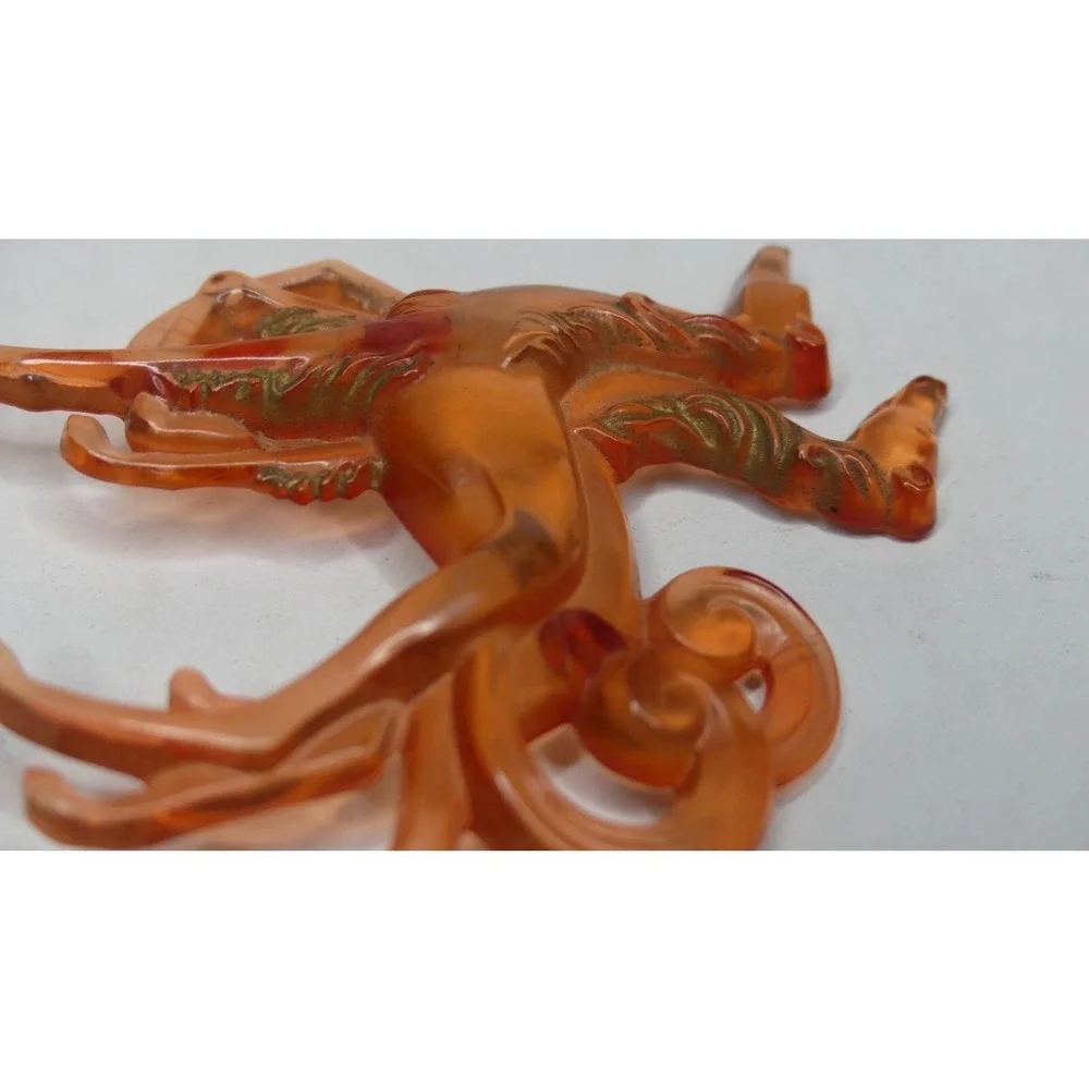 Art Deco Celluloid Russian Wolfhound 3" Brooch Lucite Borzoi Vintage Pin - Picture 11 of 11
